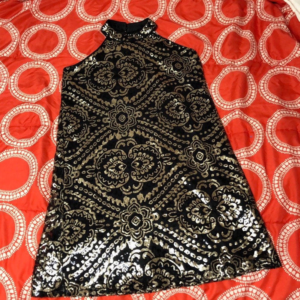 Fransecas gold and black sequin dress